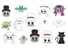 Stickserie - Spooky Friends incl. passenden Buttons, Stifteaufsätze & Anhänger